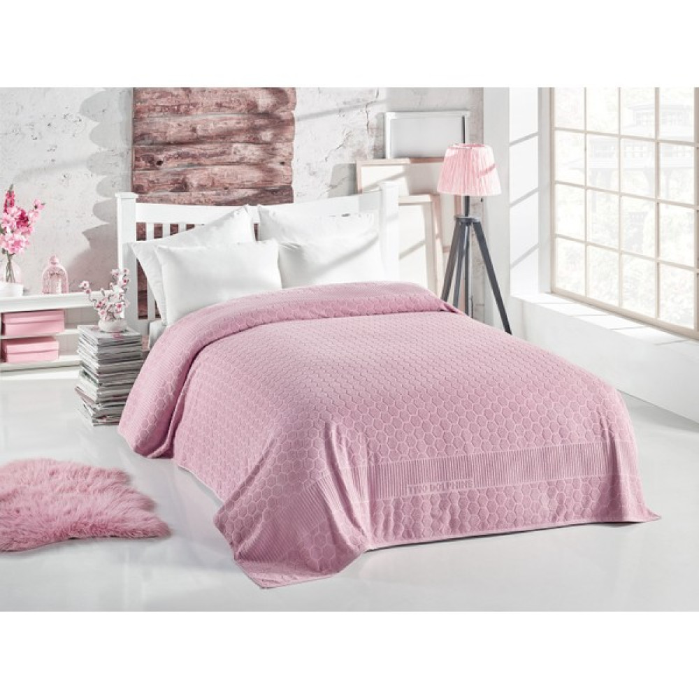 Çok Amaçlı Çift Kişilik Havlu Yatak Örtüsü - Gül Kurusu - 200 x 220 cm Yatak Örtüsü Fiyatı