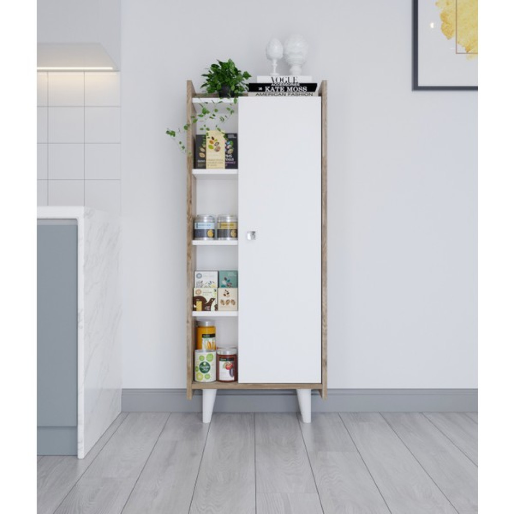 Çok Amaçlı Dolap Modern Mutfak Kiler Dolabı Ceviz-Beyaz - B - Ceviz Gardrop & Dolap Fiyatı