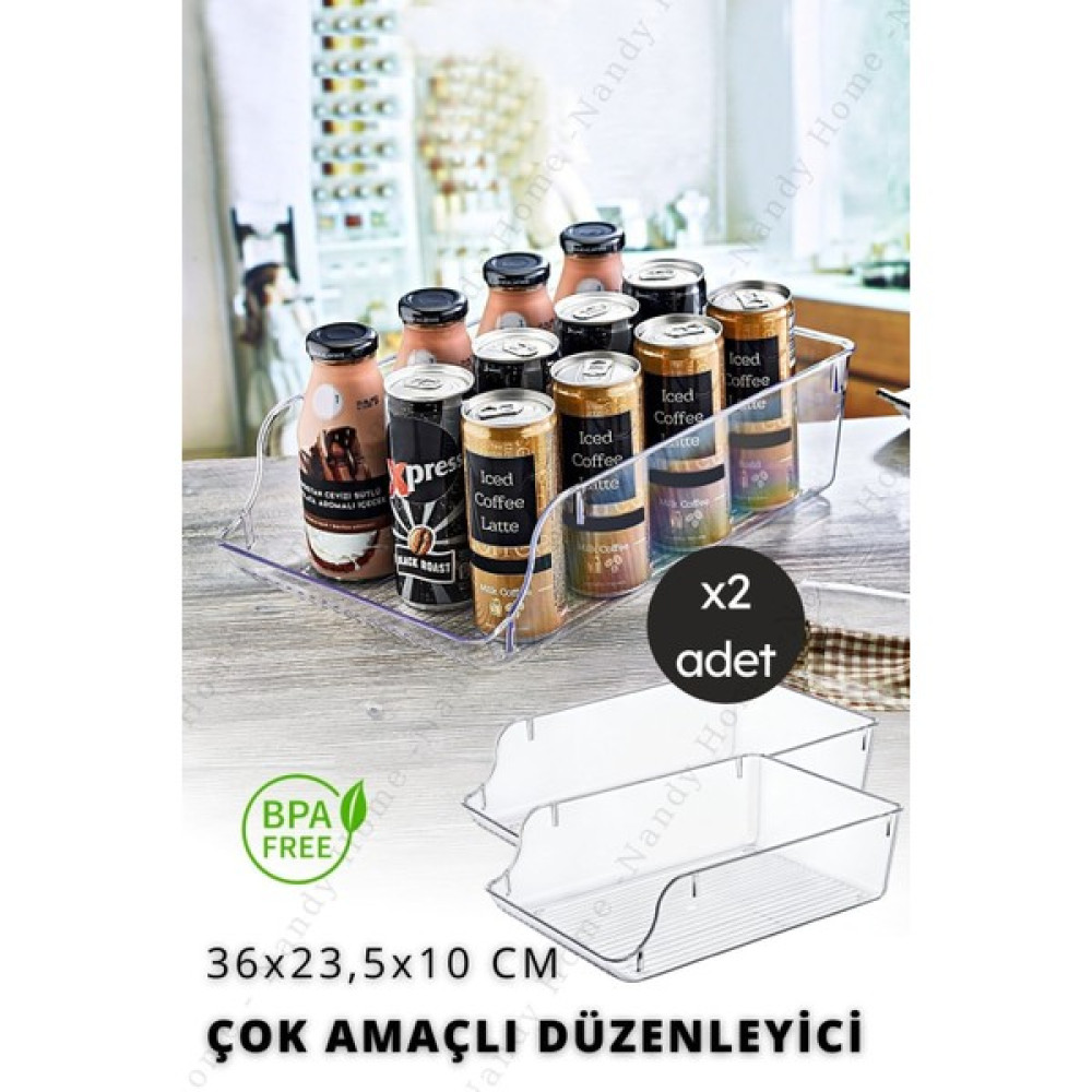 Çok Amaçlı Içecek, Buzdolabı & Dolap Içi Düzenleyici Büyük Boy 2 Adet Saklama Kapları Fiyatı