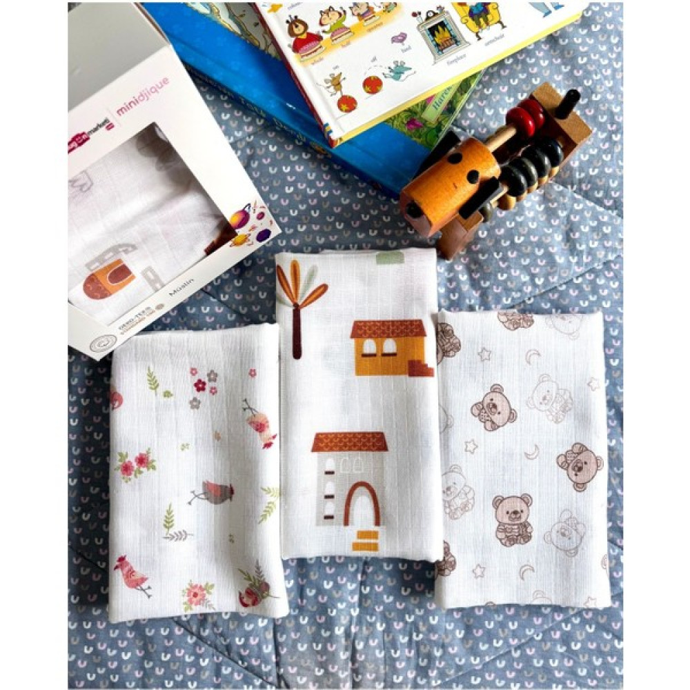 Çok Amaçlı Müslin Örtü & Battaniye 3'lü Set %100 Pamuk Oeko-Tex Sertifikalı 80X80 cm - Beyaz - Yenidoğan Oto Boyaları Fiyatı