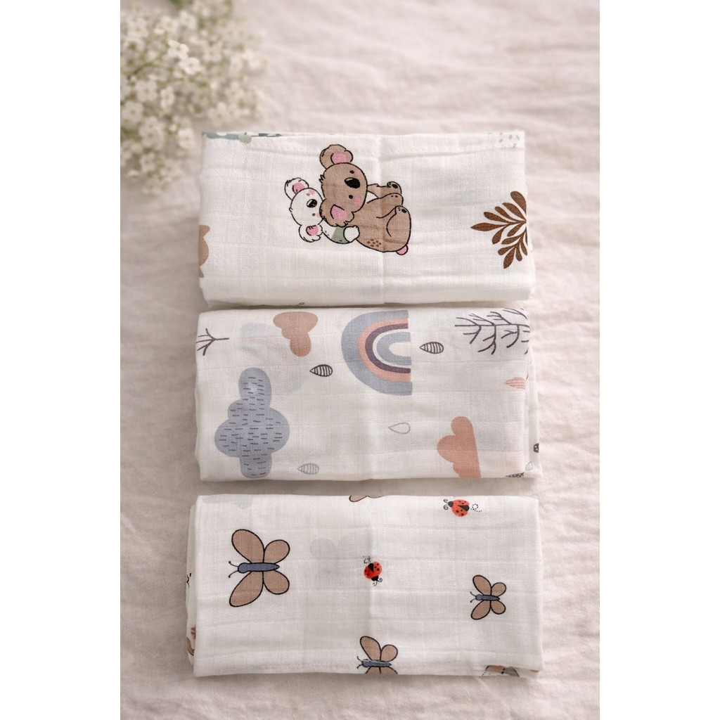 Çok Amaçlı Müslin Örtü & Battaniye 3'lü Set %100 Pamuk Oeko-Tex Sertifikalı Kutulu - 75 x 80 cm - Beyaz Battaniye Fiyatı