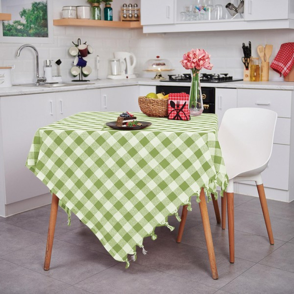 Çok Amaçlı Sofra Bezi Piknik Örtüsü & Masa Örtüsü Ekose Pötikare Desenli 140X140 cm - Fıstık Yeşili - 140 x 140 cm Masa Örtüsü Fiyatı