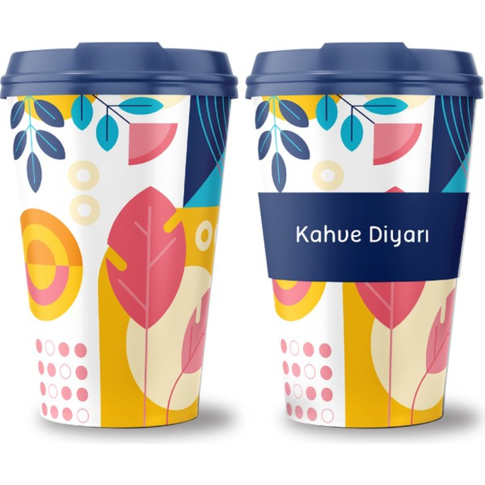 Çok Renkli Kahve Bardağı Silikon Kapaklı Coffee Cup - 1 Adet - 300 ml Fincan / Bardak / Kahve Takımı Fiyatı
