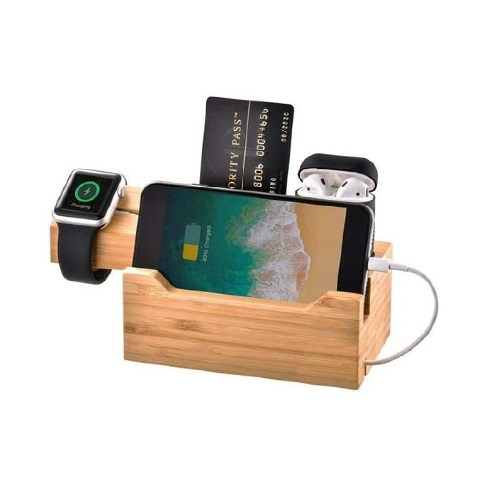 Çoklu USB Portları Şarj Dock Standı Station Bambu Baz Şarj Tutucu Apple Watch Için Iwatch Için iPhone Bambu 3 USB Bağlantı Noktaları | Telefon Sahi... Cep Telefonu Tutucu Fiyatı