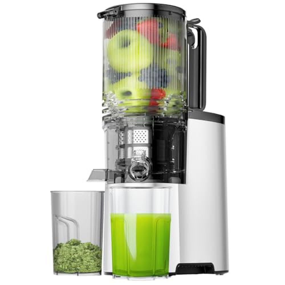Cold Press Juicer, 5.8" Wide Feed Chute Juice Extractor Machine with 400W, High Juice Yield, Slow Masticating Juicer for Whole Vegetables & Fruits, Premium Silver Juicers Fiyatı