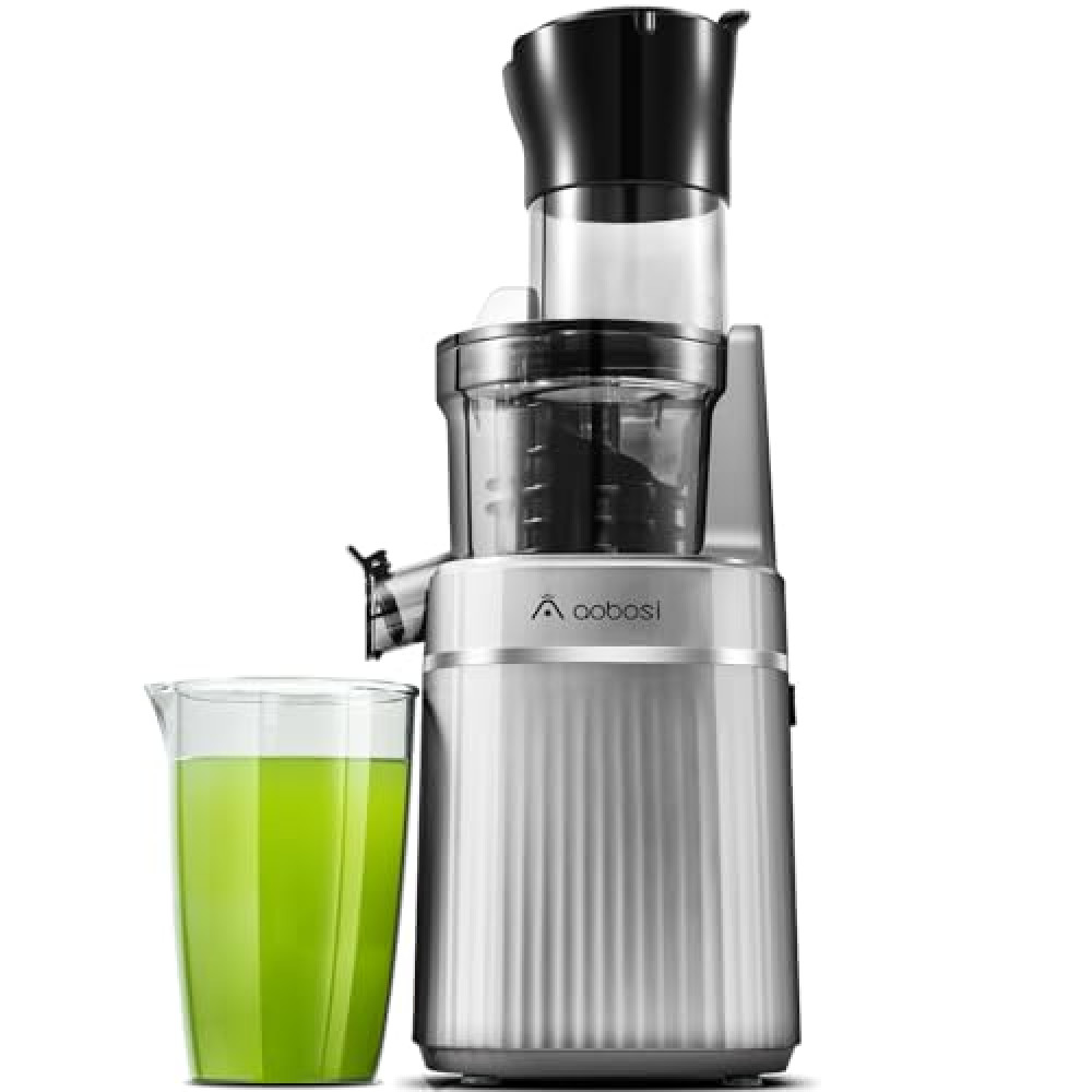 Cold Press Juicer,Aobosi 2-In-1 Juicer Machines with Large Feed Chute for Juice & Ice Cream, Powerful Masticating Juicer for Vegetable and Fruit, Easy Clean Self Feeding