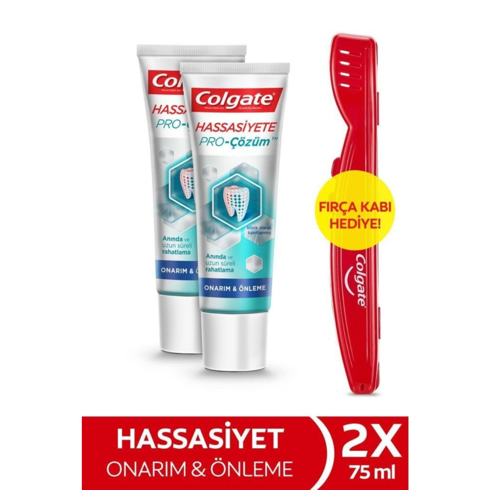 Colgate Hassasiyete Pro Çözüm Onarım Ve Önleme Diş Macunu 75 ml X2 Adet Fırça Kabı Hediye Diş Macunları Fiyatı
