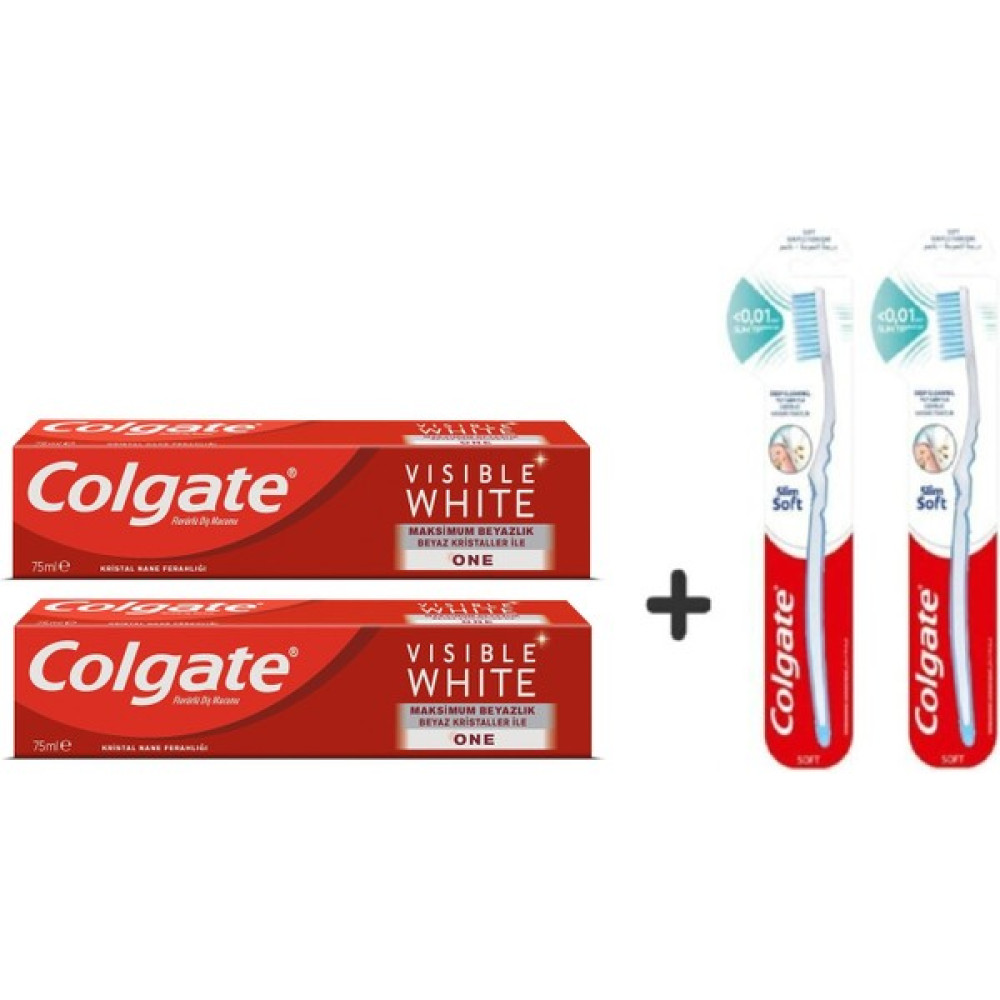 Colgate Visible White Maksimum Beyazlık Diş Macunu 75 ml + 2 Adet Diş Fırçası Slim Soft Oto Boyaları Fiyatı