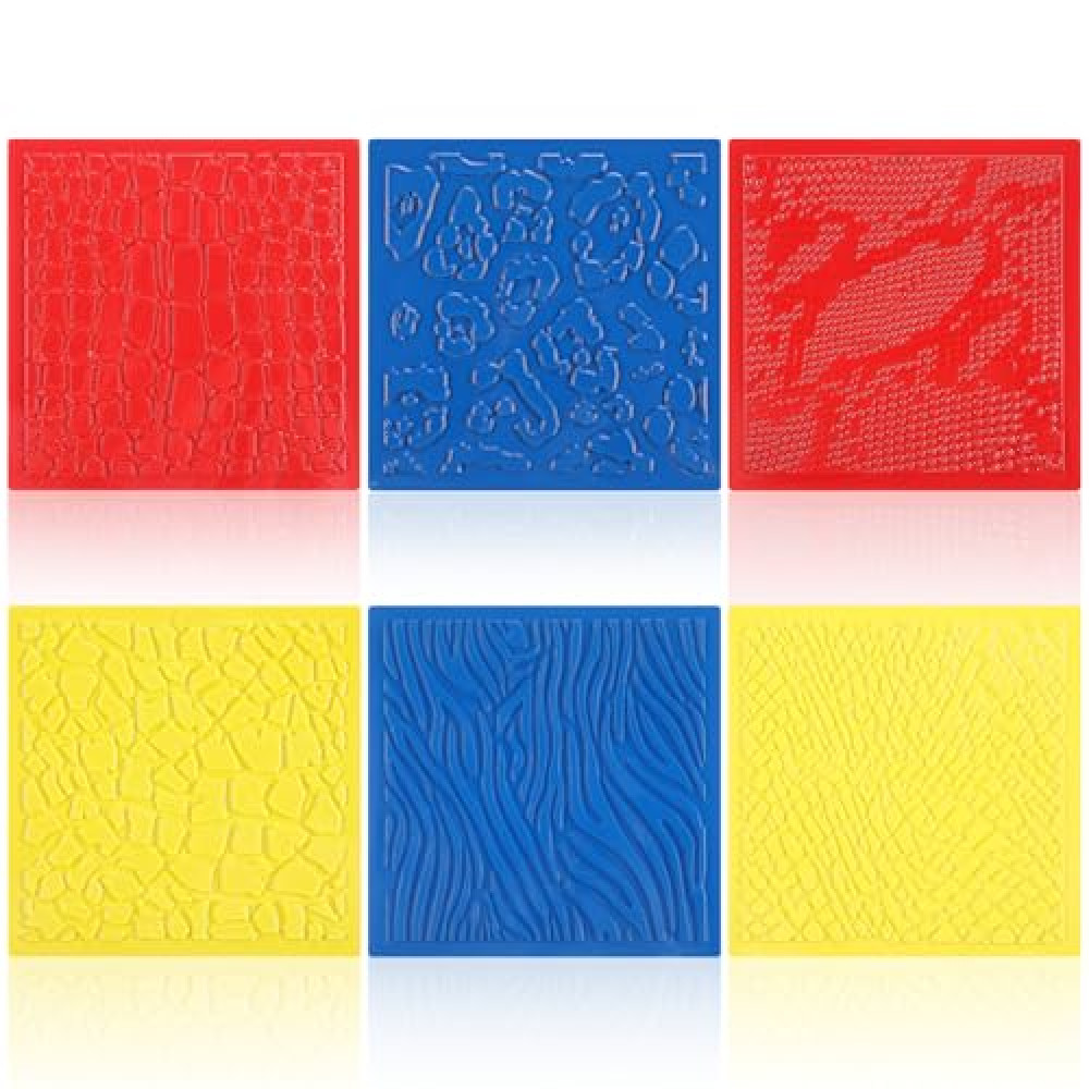 Colingmill 6 Set Rubbing Plates for Kids Art 7 Inch Animal Skins Snake Giraffe Zebra Lizard Elephant Leopard Rubbing Plates for DIY Fun Gift