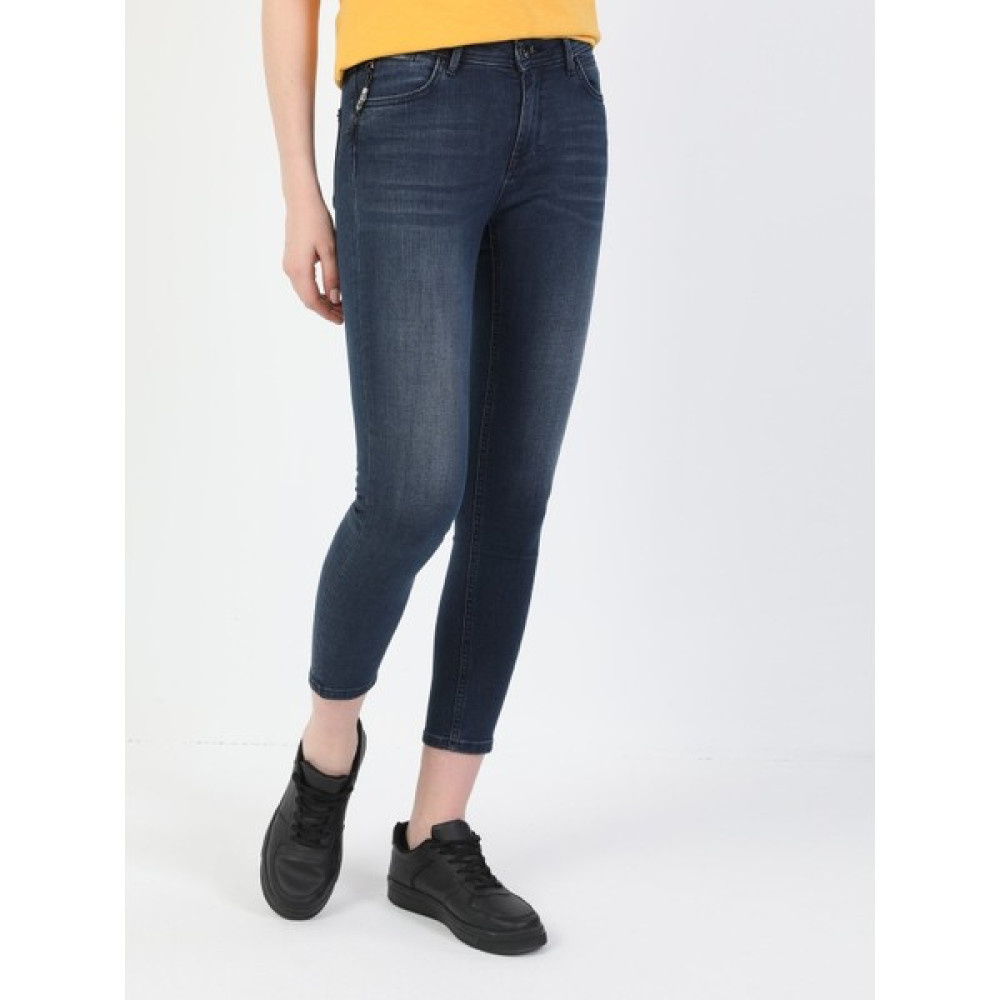 Colins 759 LARA Orta Bel Dar Paça Super Slim Fit Koyu Mavi Kadın Jean Pantolon Bayan Jeans / Kot Pantolon Fiyatı
