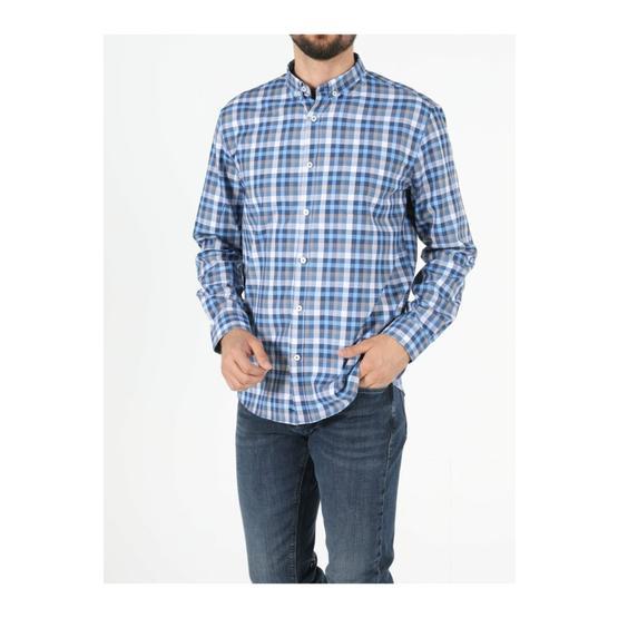Colin's CL1048518 Mavi Regular Fit Shirt Neck Erkek Uzun Kol Gömlek