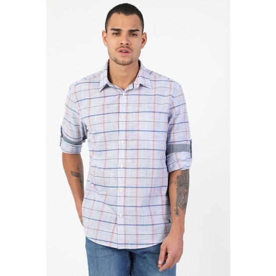 Colin's CL1048518 Mavi Regular Fit Shirt Neck Erkek Uzun Kol Gömlek
