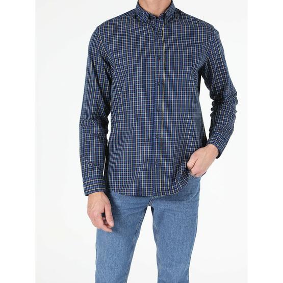 Colin's CL1048518 Mavi Regular Fit Shirt Neck Erkek Uzun Kol Gömlek