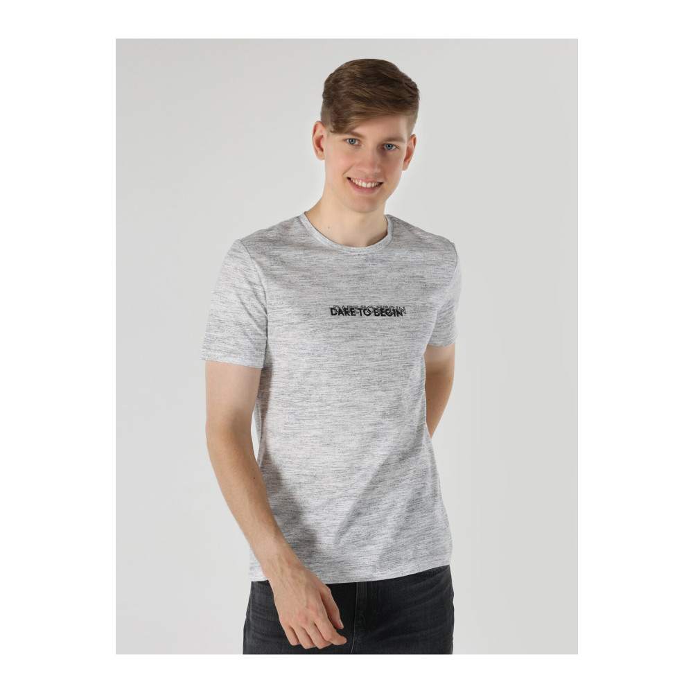 Colins Regular Fit Baskılı Gri Erkek Kısa Kol Tişört XXL Beden Bayan T-shirt Fiyatı