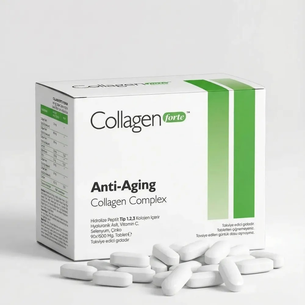 Collagen Forte Platinum Anti-Aging Collagen Complex, Hyalüronik Asit, Çinko, Selenyum & Vitamin C, 90 Tablet - -- Diğer Fiyatı