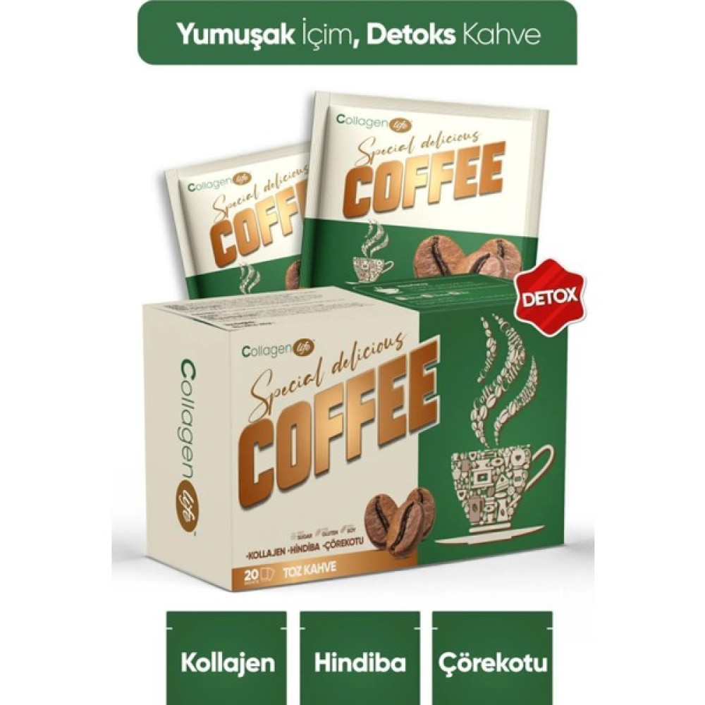 Collagen Life Hindiba, Kollajen, Garsinya ve Çörek Otu Içeren Detox Kahve 20 Saşe - 1 Paket Kahve Fiyatı