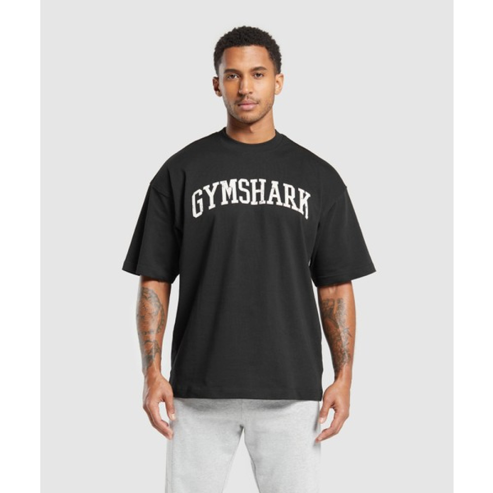 Collegiate Tişört Extreme Oversized Fit, Ağır Kumaş ve Grafik Tasarım - Siyah - XS Oto Boyaları Fiyatı