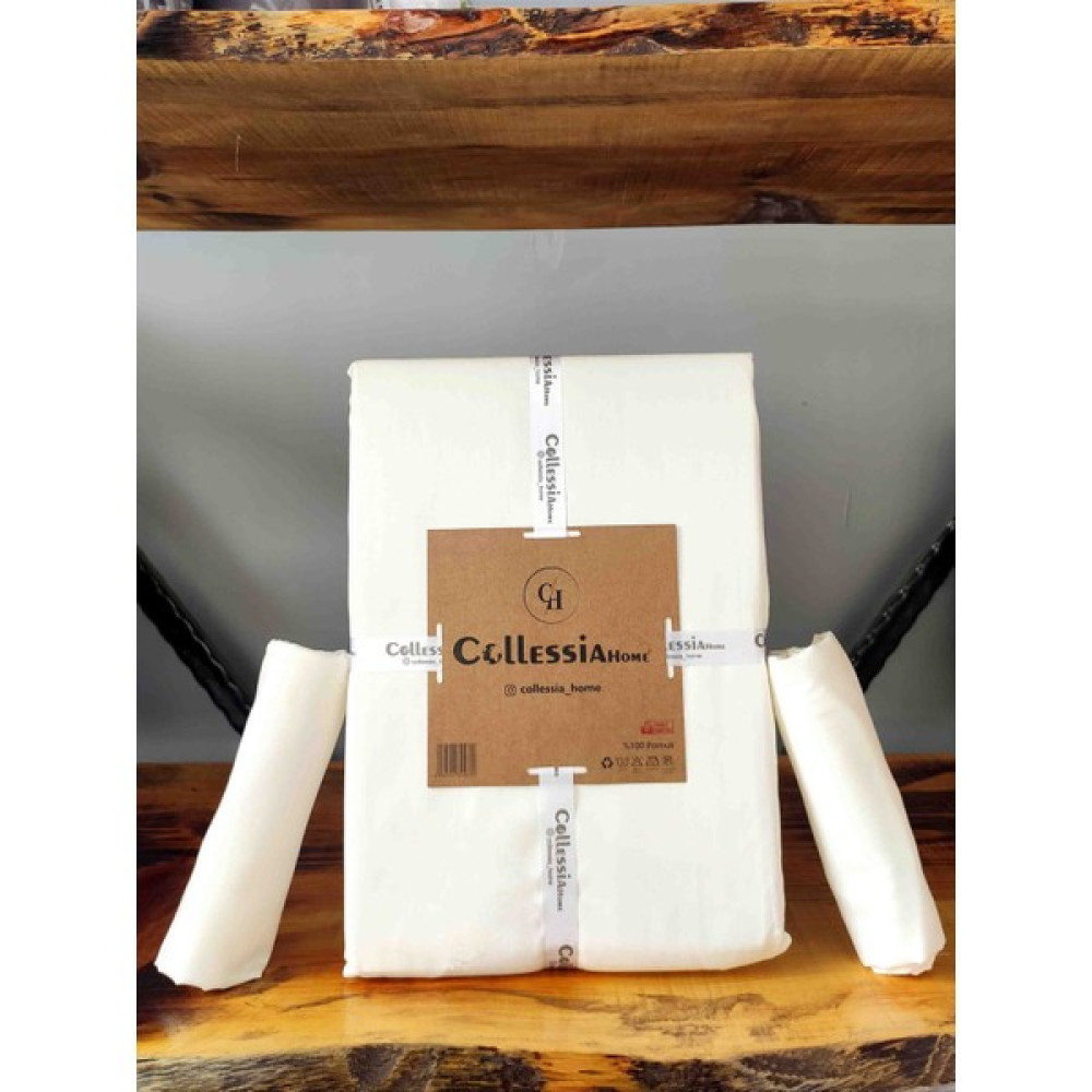 Collessia Home %100 Pamuk Saten Çift Kişilik Düz Çarşaf Takımı (Lastiksiz) - 240X260 cm - 240 x 260 cm - Ekru Çarşaf Fiyatı