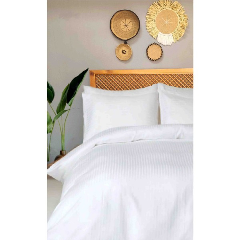 Collessia Home Pamuk Saten Çift Kişilik Lüks Otel Serisi Çizgili Nevresim Seti Çarşafsız - Ekru - 200 x 220 cm Nevresim Takımı Fiyatı