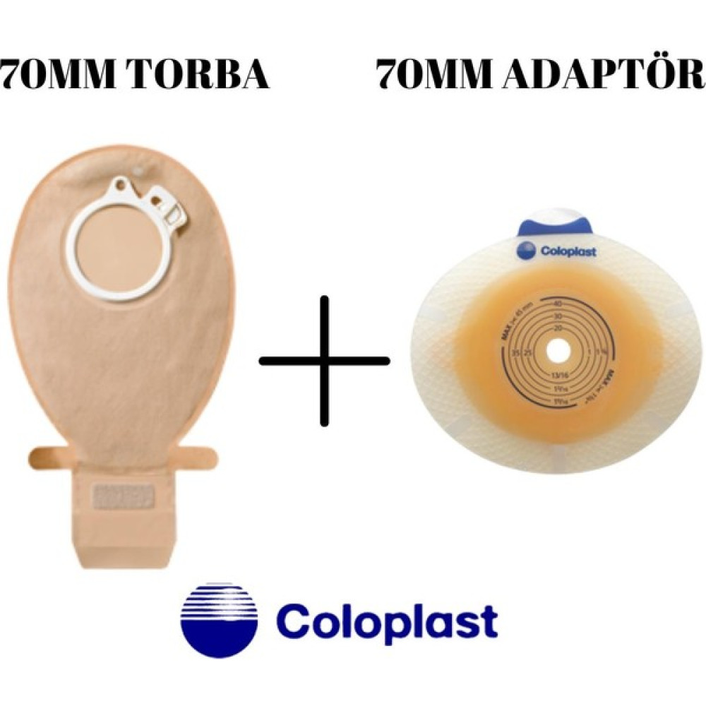 Coloplast Kolostomi Torbası 70mm 10387 + Adaptörü 70mm 10045 - 5 Adet Hasta Bezleri ve Temizliği Fiyatı