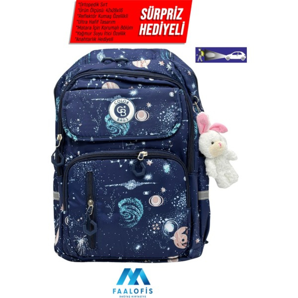 Color Bags Ultra Kalite Anahtarlık Hediyeli Reflektörlü Su Geçirmez Sırt Destekli Okul Çantası B20 Okul Çantası Fiyatı