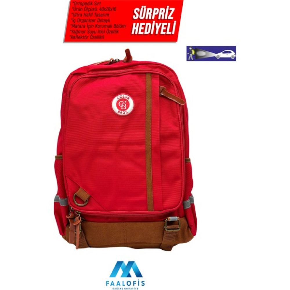 Color Bags Ultra Kalite Iç Organizerli Reflektörlü Su Geçirmez Sırt Destekli Okul Çantası B2 Okul Çantası Fiyatı