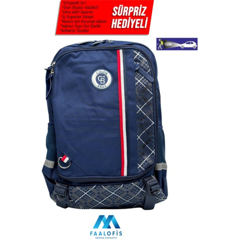 Color Bags Ultra Kalite Iç Organizerli Reflektörlü Su Geçirmez Sırt Destekli Okul Çantası B3 Okul Çantası Fiyatı