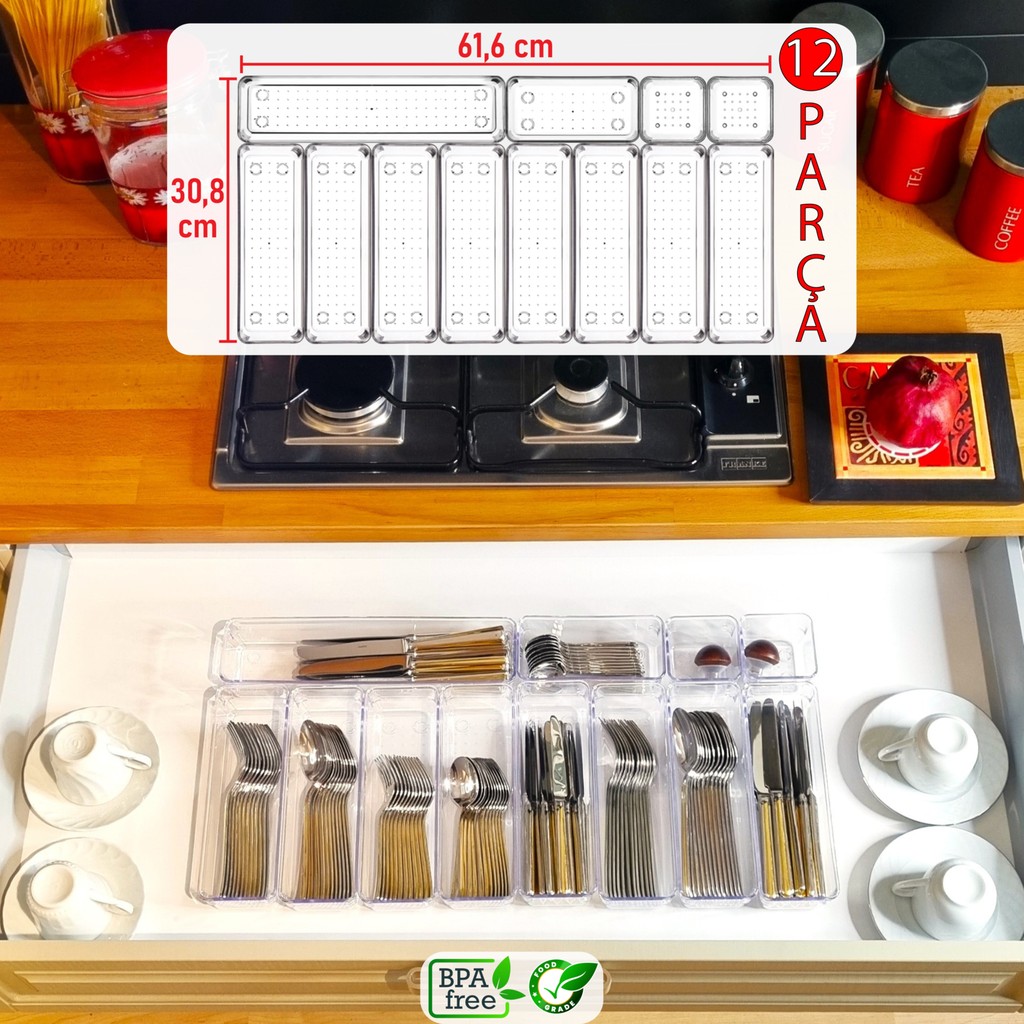 Color House 12'Li Set Kaşıklık Çekmece Içi Düzenleyici Modüler Makyaj Takı Banyo Hobi Buzdolabı Ilaç Organizer - 12 Adet Buzdolapları Fiyatı