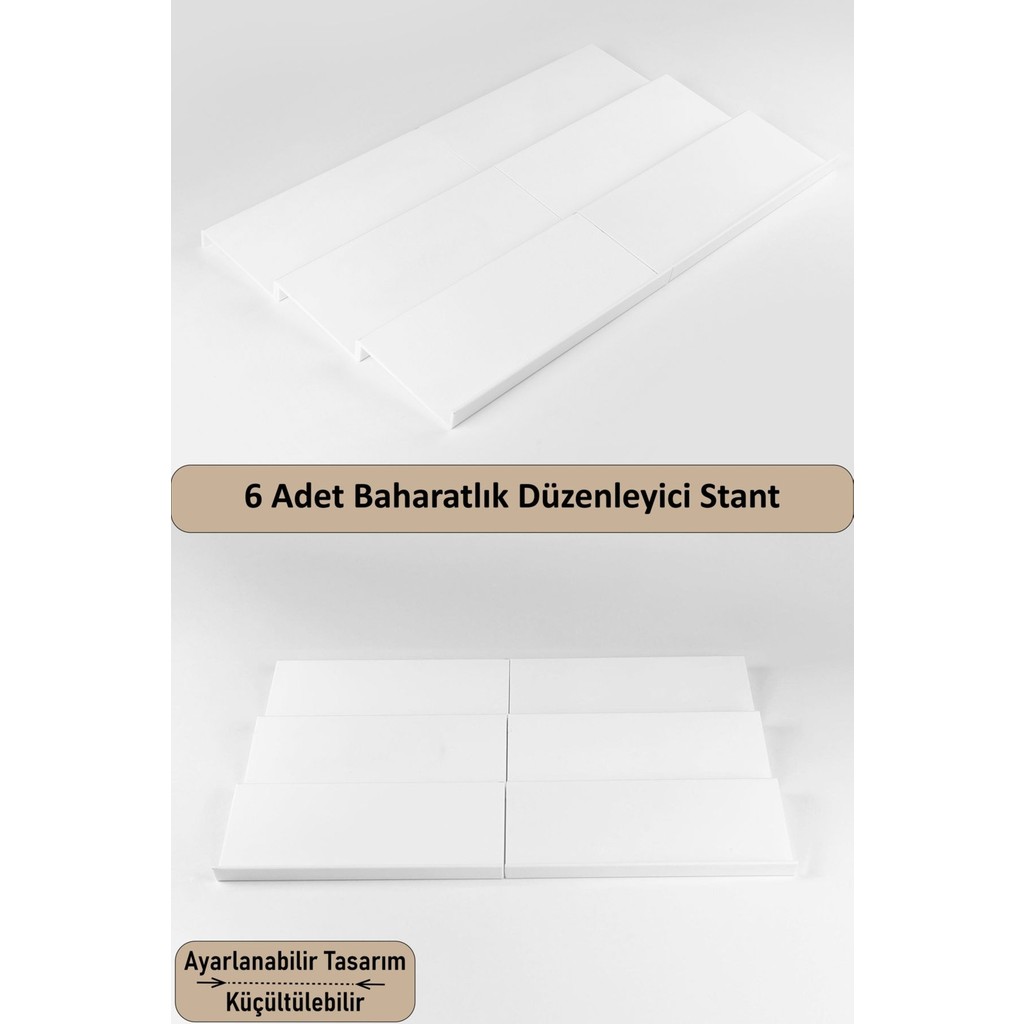 Color House 6 Adet Çekmece Içi Baharatlık Düzenleyici Stant Mutfak Dolap Içi Organizer ( Beyaz Renk ) Z305 Tuz, Şeker, Baharat Fiyatı