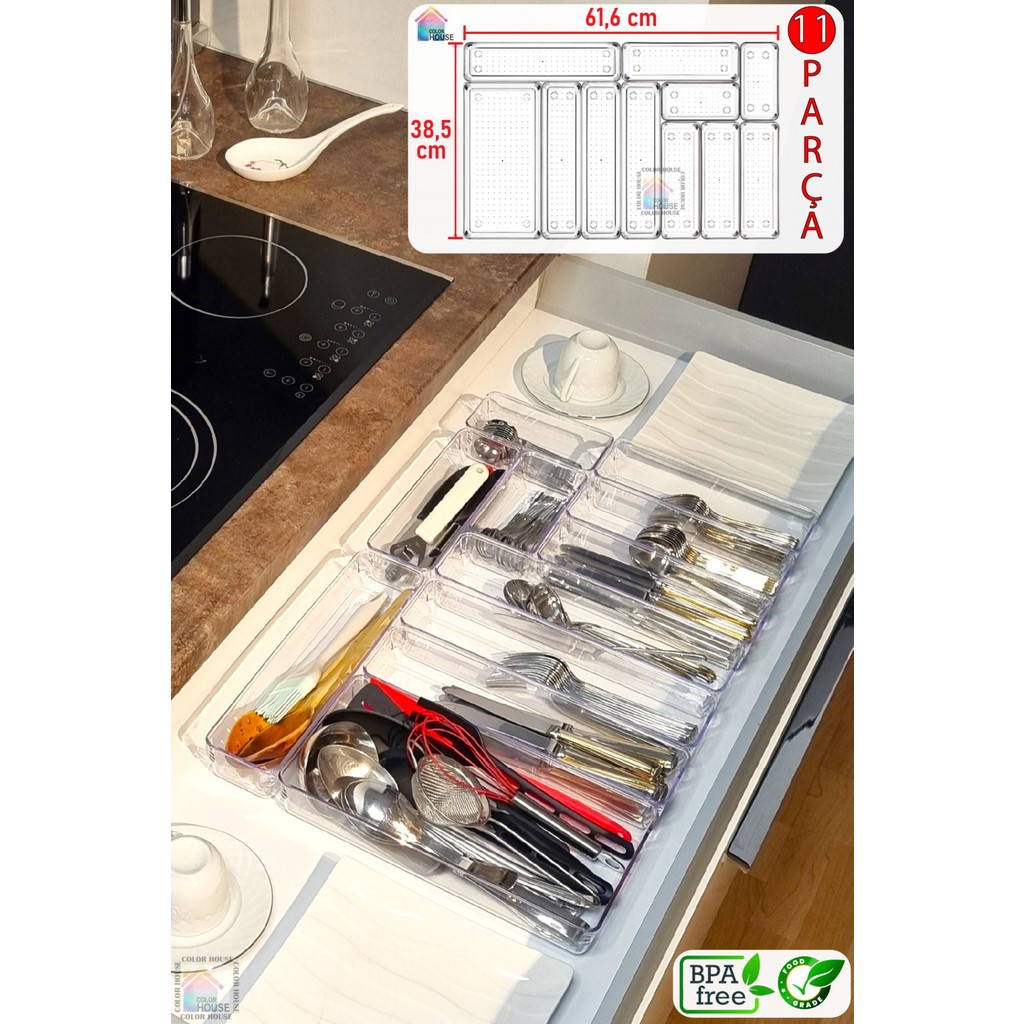 Color House Yeni 11'li Set Modüler Organizer Mutfaklarda Çekmece Içi Kaşıklık Diğer Fiyatı