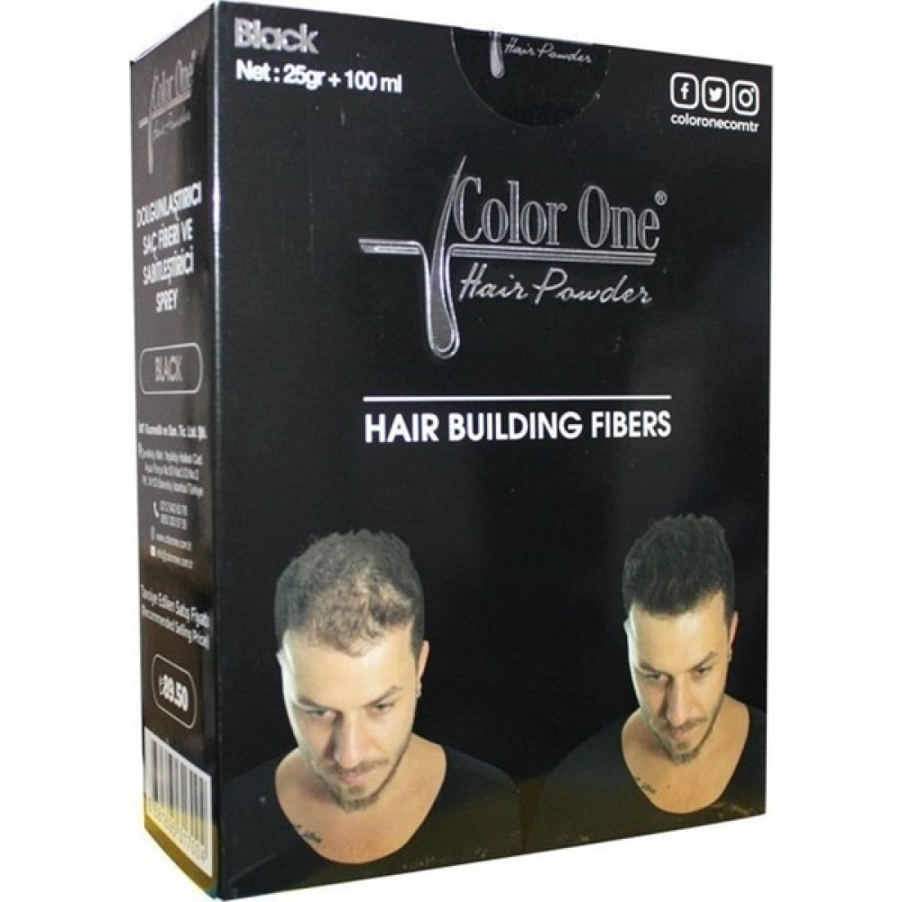 Color One Hair Siyah  Black Dolgunlaştırıcı Saç Fiberi.25 gr +100 ml Oto Boyaları Fiyatı