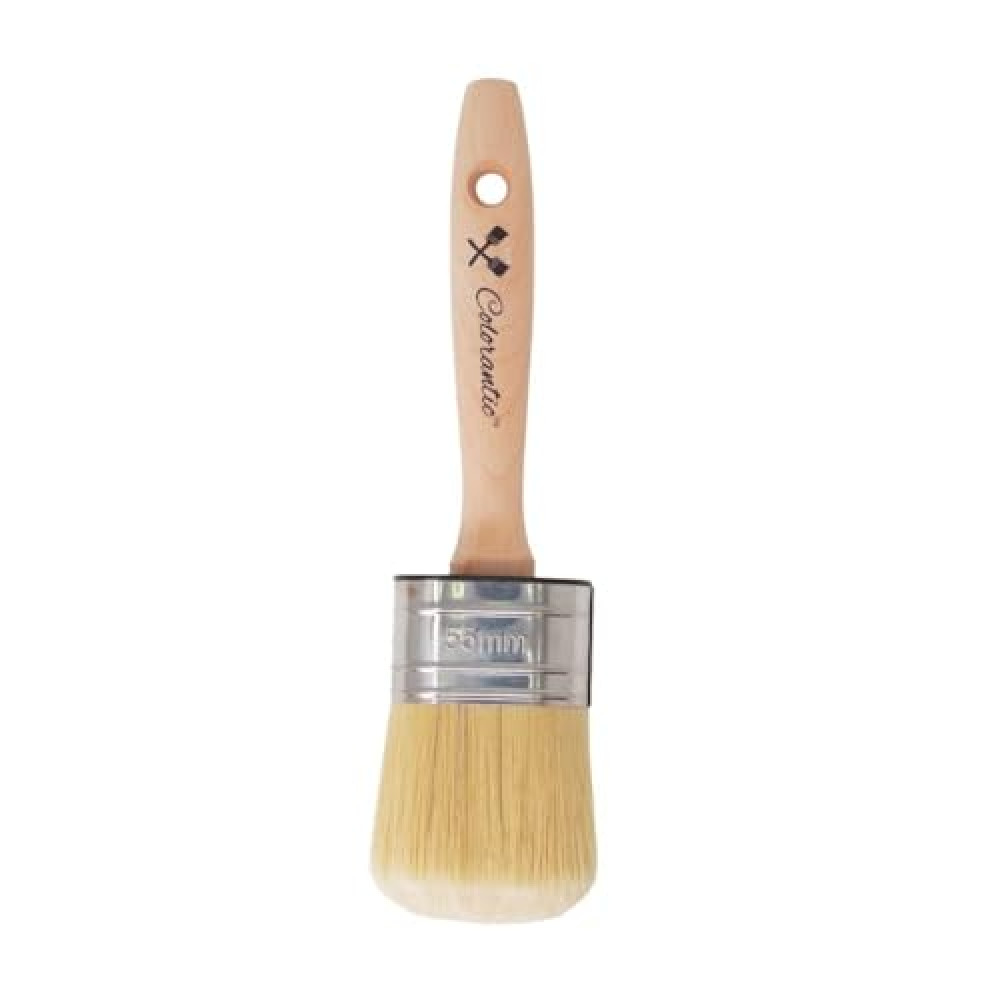 Colorantic | Wax and Chalk Round Oval Brush | Beeswax and Stencil Brushes for Acrylic Paints DIY (55mm Oval Chalk Based Paint Brush)