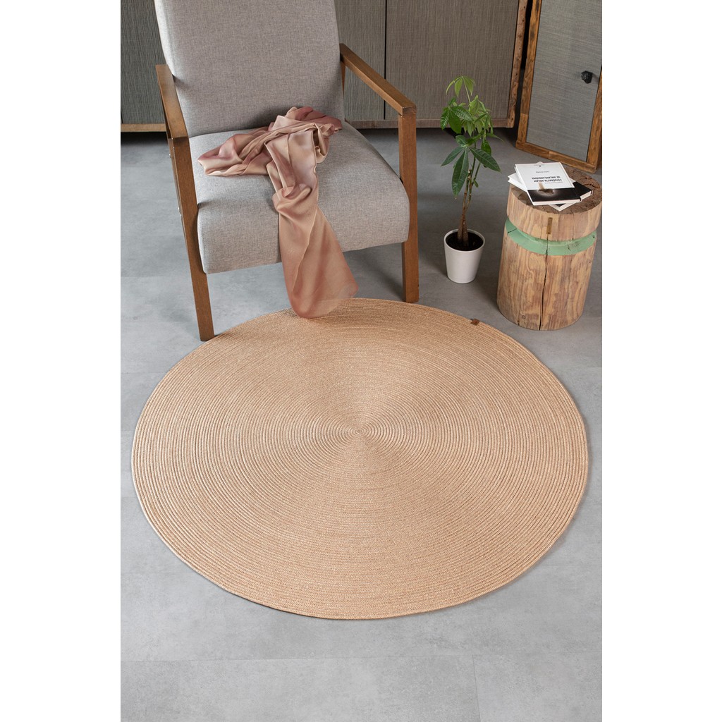 Colore Home Bej Hasır Jüt Yuvarlak Kilim Yuvarlak Halı El Örgüsü Paspas - 90 x 90 cm Araca Özel Paspaslar Fiyatı
