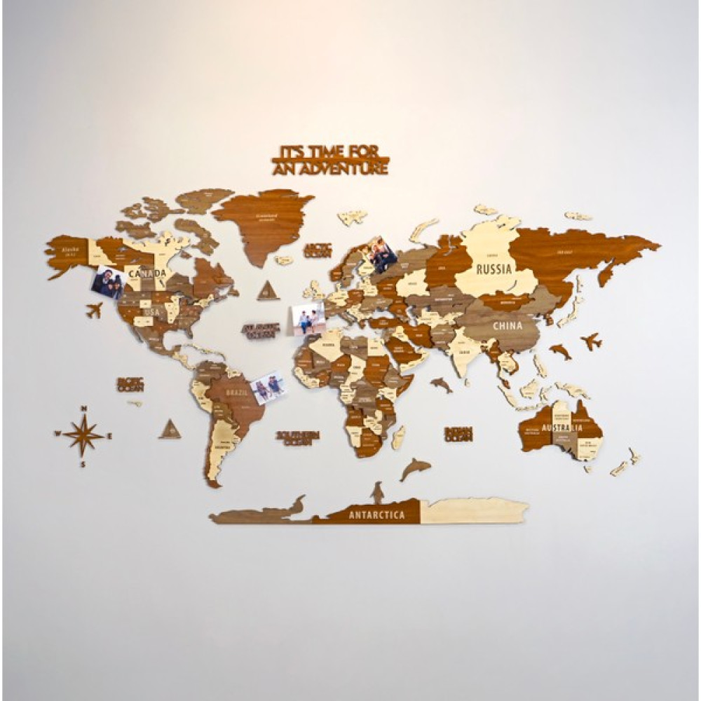 Colorfull Worlds Çok Katmanlı 3D Ahşap Dünya Haritası - ingilizce - Renkli - 200 x 107 cm Harita & Küre Fiyatı
