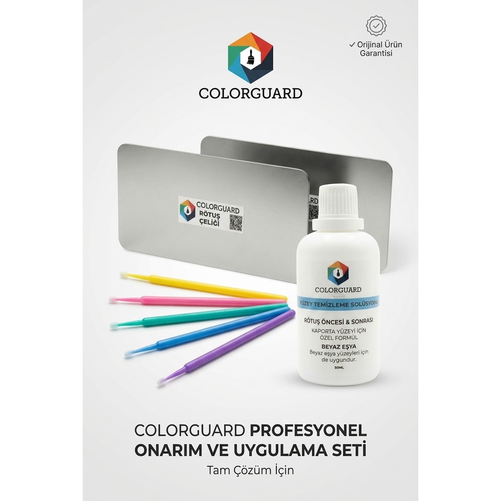 COLORGUARD Araç & Beyaz Eşya Profesyonel Rötuş Hazırlık Seti - Solüsyon, Rötuş Çeliği ve Çubuk - 50 ml Oto Boyaları Fiyatı