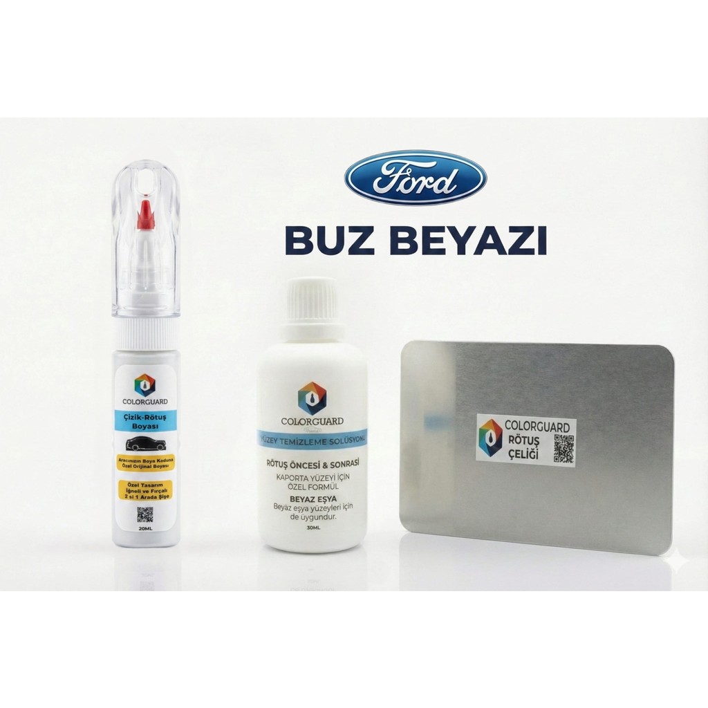 COLORGUARD Ford Buz Beyazı Rötuş Seti - 2 si 1 Arada İğne ve Fırça Uçlu Şişe, Solüsyon ve Rötuş Çeliği Oto Boyaları Fiyatı