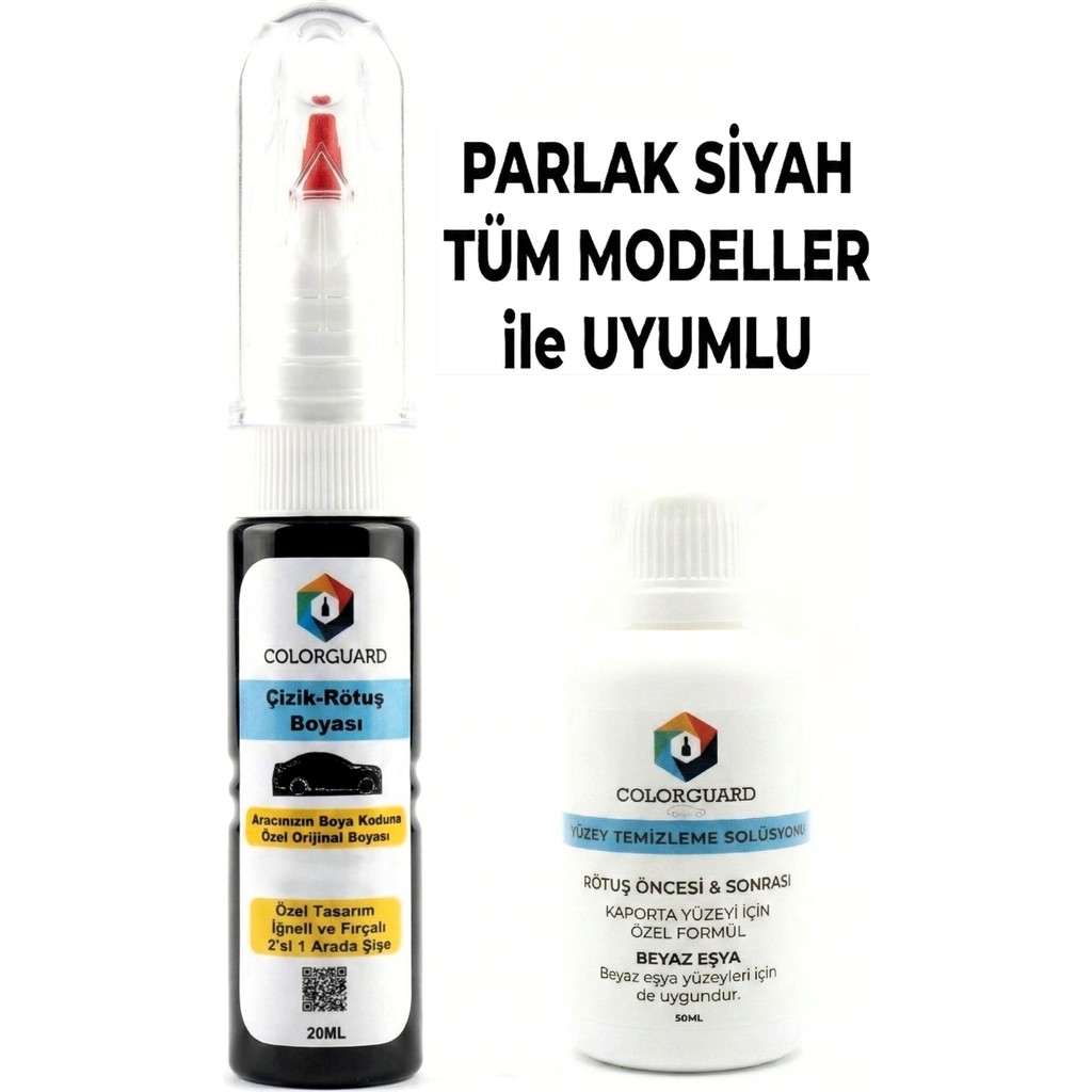 COLORGUARD Parlak Siyah Tüm Modeller ile Uyumlu İğneli & Fırçalı Şişe Rötuş Boyası ve Yüzey Temizleme Solüsyonu Seti Oto Boyaları Fiyatı