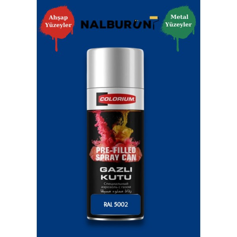 Colorium 213 Ral Renkleri 400 ml Özel Renklendirilmiş Selülozik Parlak Sprey Boya - Ral 5002 Ultramarin Mavi Boya Malzemeleri Fiyatı