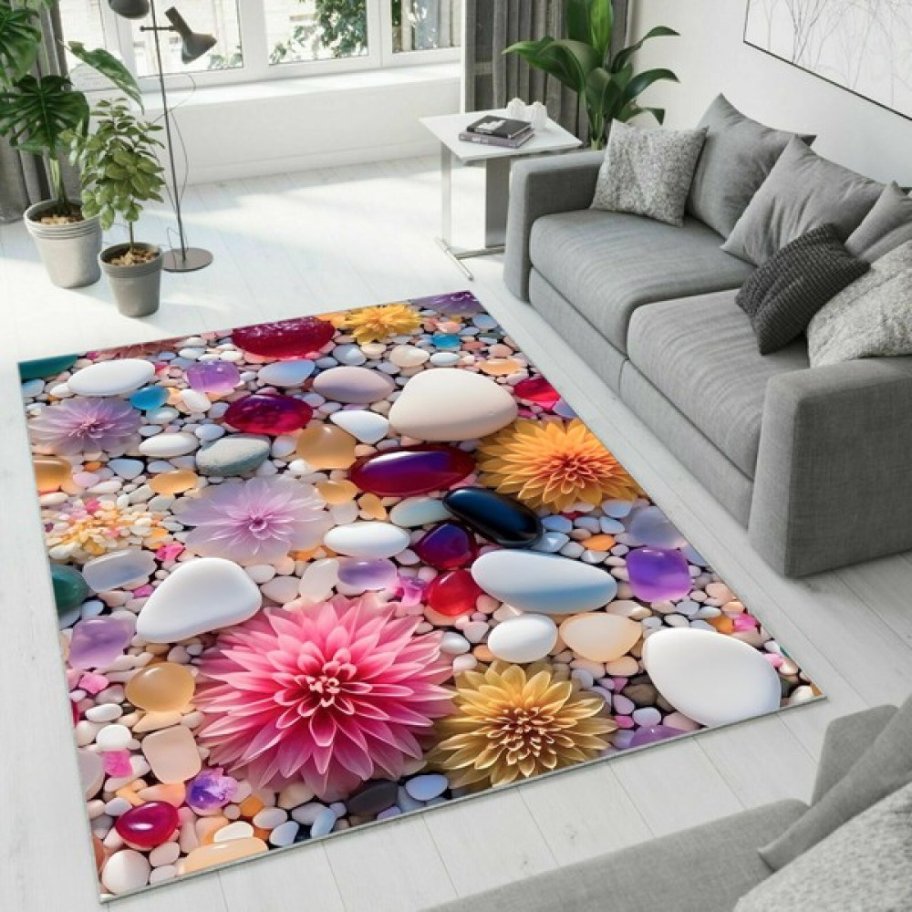Colorix Carpet Dijital Baskı Dekoratif Kaymaz Taban Yıkanabilir Halı NO:1978 - 80 x 150 cm - Sarı Salon Halısı Fiyatı