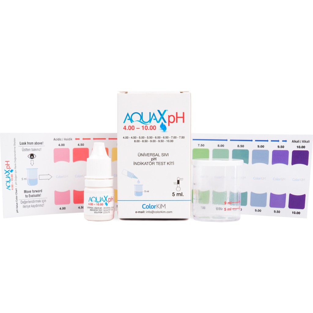 Colorkim.aquaxph® 4.00 – 10.00 Üniversal Sıvı Ph Indikatör Test Kiti.su ve Diğer Renksiz – Şeffaf Sıvıların Ph'ın Hızlı, Kolay ve Doğru Belirleyin Diğer Fiyatı