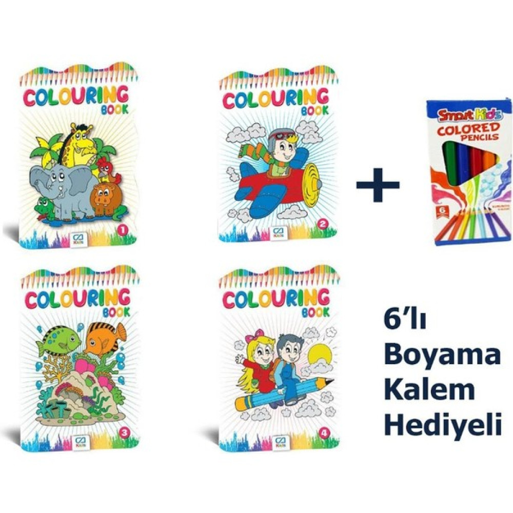 Colourıng Book Boyama Kitabı Seti + 6lı Boyama Kalemi Hediyeli Aktivite & Eğitici Kitaplar Fiyatı