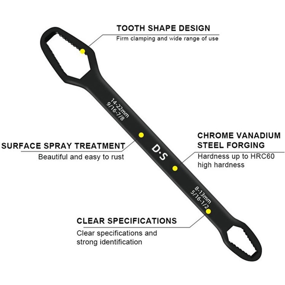 Combat Evrensel Tork Anahtarı Çok Amaçlı Çift Başlıklı Torx Anahtar 8-13MM/14-22MM SSD / Solid State Drive Fiyatı