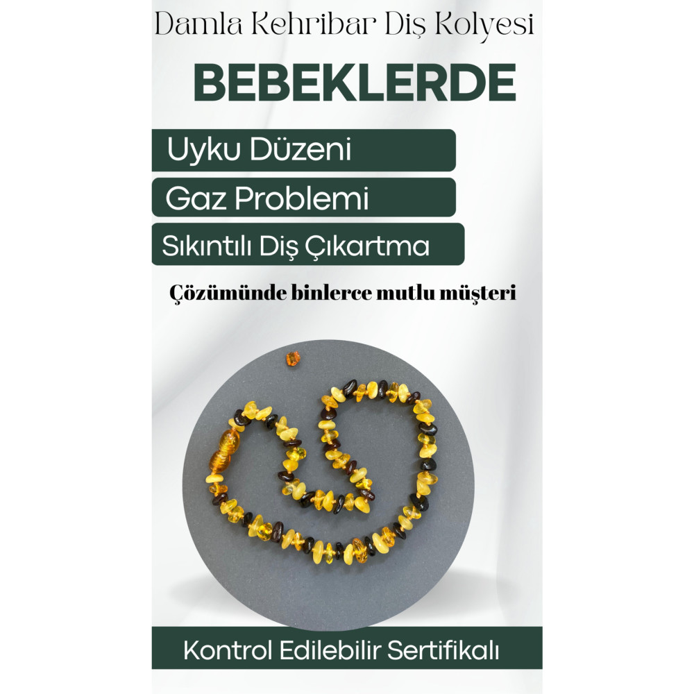 Combin Accessory Sertifikalı Baltık Kehribar Çok Renkli Kız Erkek Bebek Diş Kolye Universal Beden Bijuteri Kolye Fiyatı