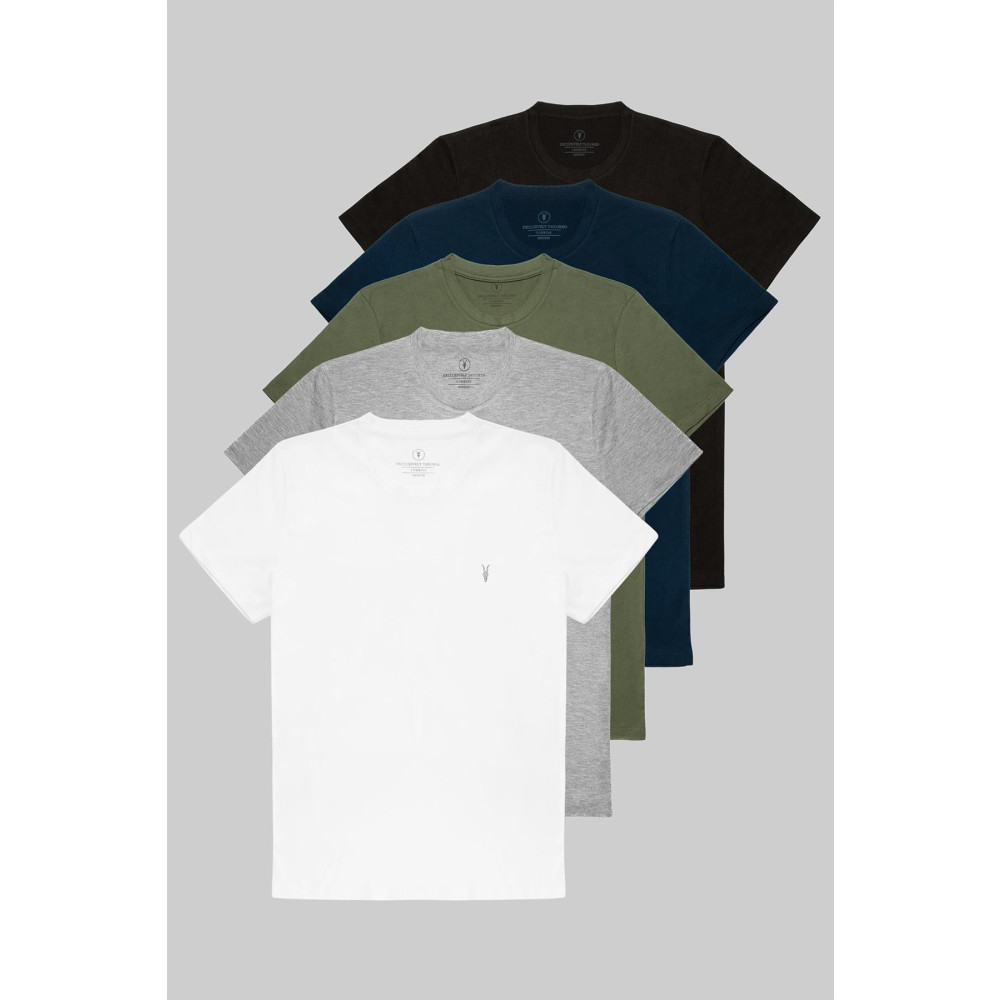 COMBİNE MİCHAİL Standart Kalıp Basic 5-li Paket T-shirt L Beden Bayan T-shirt Fiyatı
