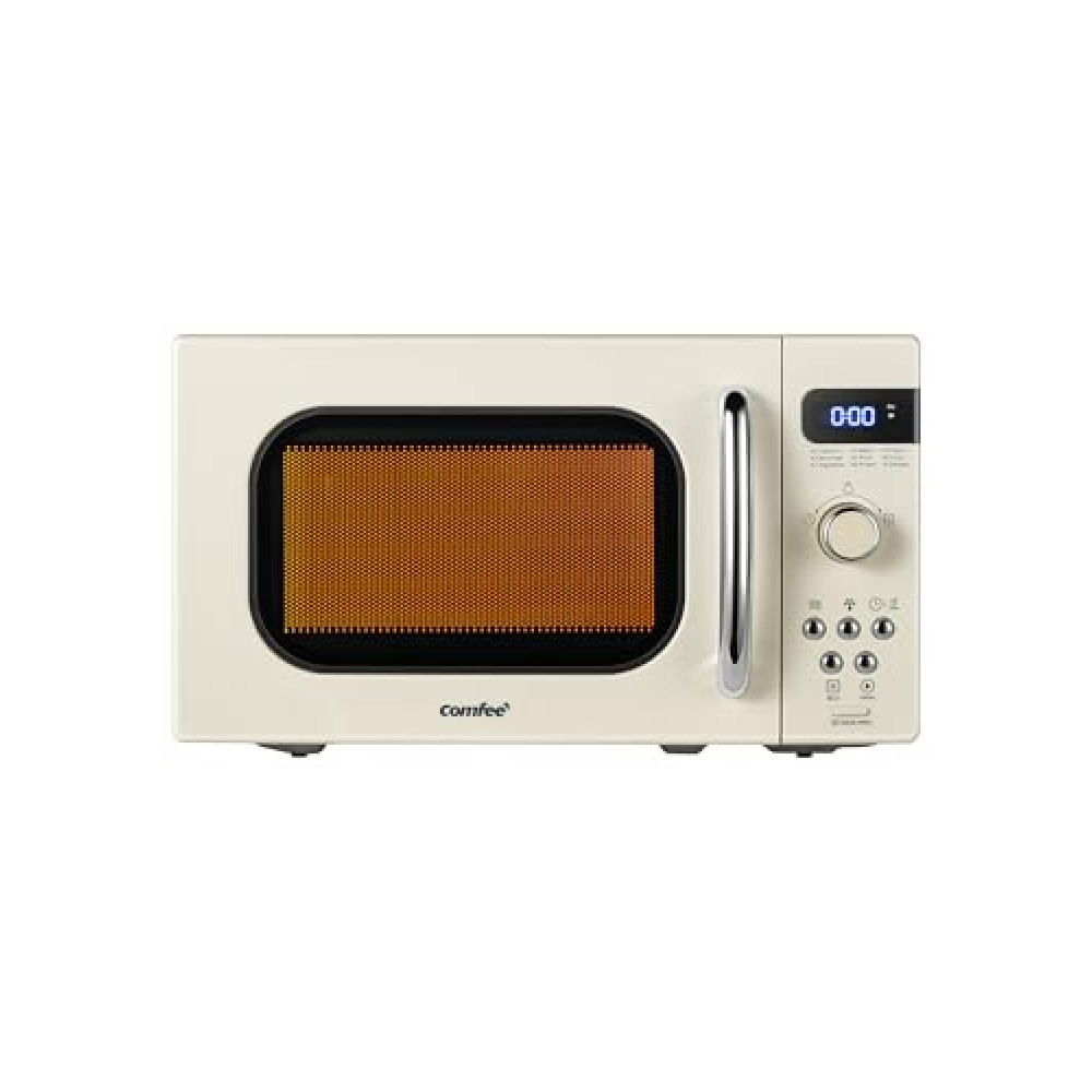 COMFEE' Retro Small Microwave Oven With Compact Size, 9 Preset Menus, Position-Memory Turntable, Mute Function, Countertop Perfect For Spaces, 0.7 Cu Ft/700W, Cream, AM720C2RA-A