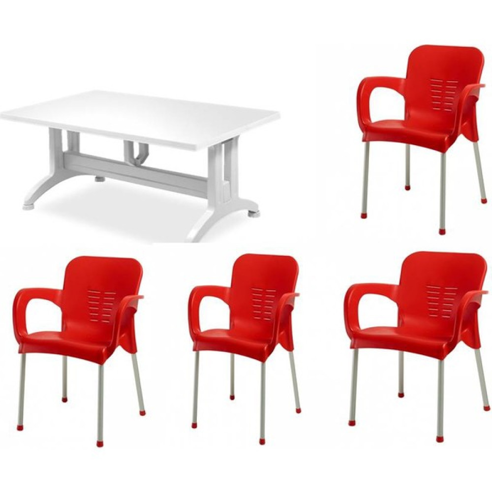 Comfort 80X140 Sabit Destekli Masa 4 Sandalye Balkon Mutfak Bahçe Takımı Bahçe Mobilyası Takımı Fiyatı