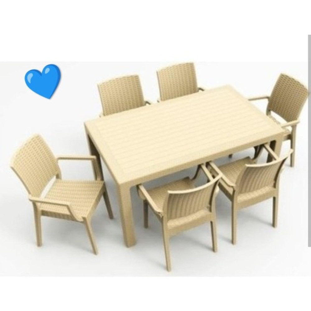Comfort Begonya Rattan 6 Kişilik Mutfak Balkon Bahçe Masa Takımı 90x150 Masa 6 Adet Rattan Koltuk Cappucino (Krem) Bahçe Mobilyası Takımı Fiyatı