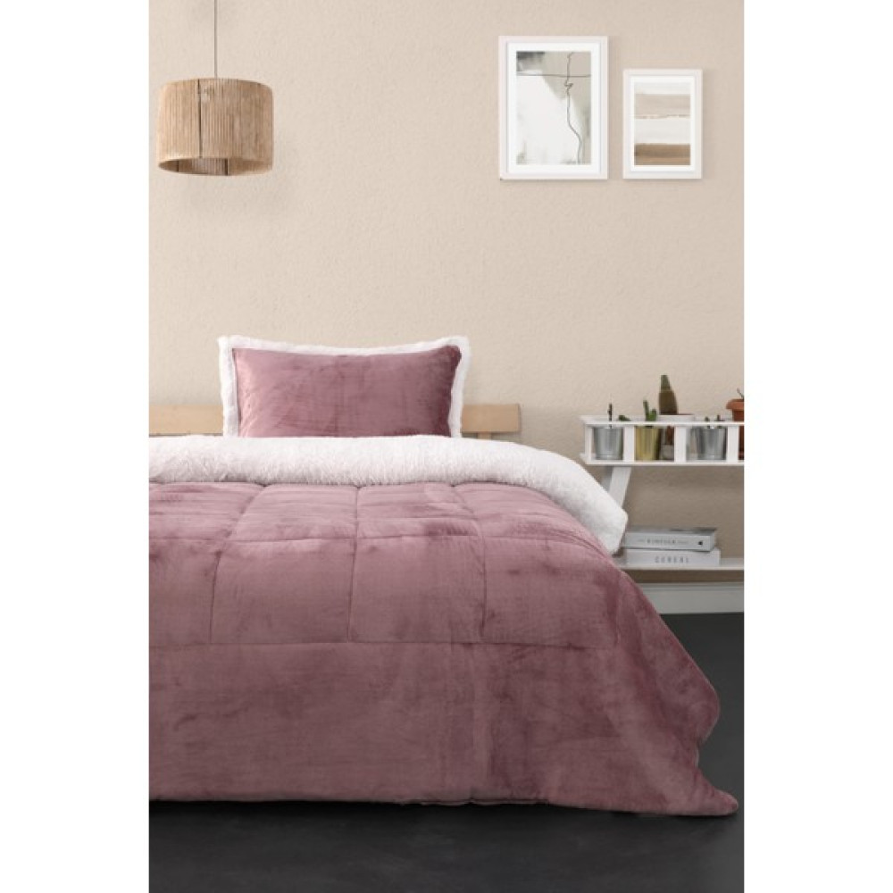 Comforter Tek Kişilik Battaniye Seti - Gül Kurusu - 180 x 230 cm - Krem Battaniye Fiyatı