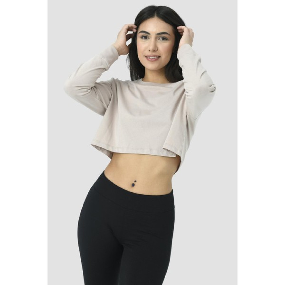 Comm-Ci Deniz Organik Pamuk Uzun Kollu Basic Örme Crop T-Shirt 1049 Bluz Fiyatı
