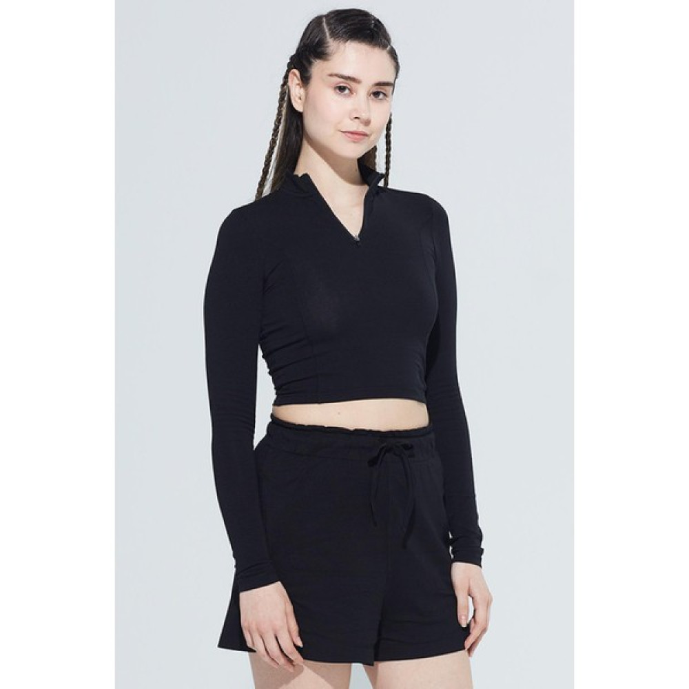 Comm-Ci Doğa Organik Pamuk Fermuar Detaylı Uzun Kollu Crop T-Shirt 1062 Bayan Atlet Fiyatı